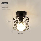 Vintage E27 Ceiling Lights Ceiling Lamps For Corridor Foyer Aisle Black Metal Indoor Cage Chandelier Lighting Fixures for Home - Julia M LifeStyles
