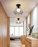 Vintage E27 Ceiling Lights Ceiling Lamps For Corridor Foyer Aisle Black Metal Indoor Cage Chandelier Lighting Fixures for Home - Julia M LifeStyles