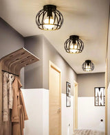 Vintage E27 Ceiling Lights Ceiling Lamps For Corridor Foyer Aisle Black Metal Indoor Cage Chandelier Lighting Fixures for Home - Julia M LifeStyles