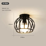 Vintage E27 Ceiling Lights Ceiling Lamps For Corridor Foyer Aisle Black Metal Indoor Cage Chandelier Lighting Fixures for Home - Julia M LifeStyles