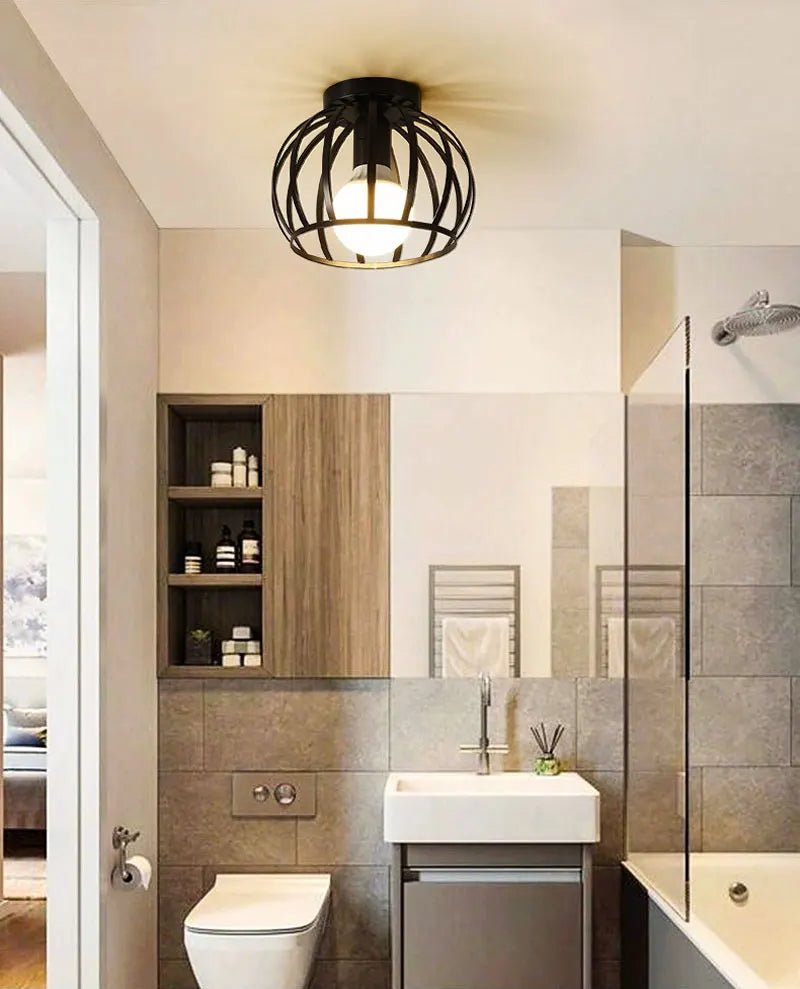 Vintage E27 Ceiling Lights Ceiling Lamps For Corridor Foyer Aisle Black Metal Indoor Cage Chandelier Lighting Fixures for Home - Julia M LifeStyles