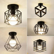 Vintage E27 Ceiling Lights Ceiling Lamps For Corridor Foyer Aisle Black Metal Indoor Cage Chandelier Lighting Fixures for Home - Julia M LifeStyles