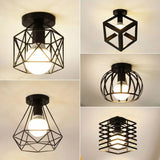 Vintage E27 Ceiling Lights Ceiling Lamps For Corridor Foyer Aisle Black Metal Indoor Cage Chandelier Lighting Fixures for Home - Julia M LifeStyles