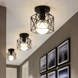 Vintage E27 Ceiling Lights Ceiling Lamps For Corridor Foyer Aisle Black Metal Indoor Cage Chandelier Lighting Fixures for Home - Julia M LifeStyles
