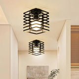Vintage E27 Ceiling Lights Ceiling Lamps For Corridor Foyer Aisle Black Metal Indoor Cage Chandelier Lighting Fixures for Home - Julia M LifeStyles