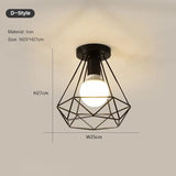Vintage E27 Ceiling Lights Ceiling Lamps For Corridor Foyer Aisle Black Metal Indoor Cage Chandelier Lighting Fixures for Home - Julia M LifeStyles