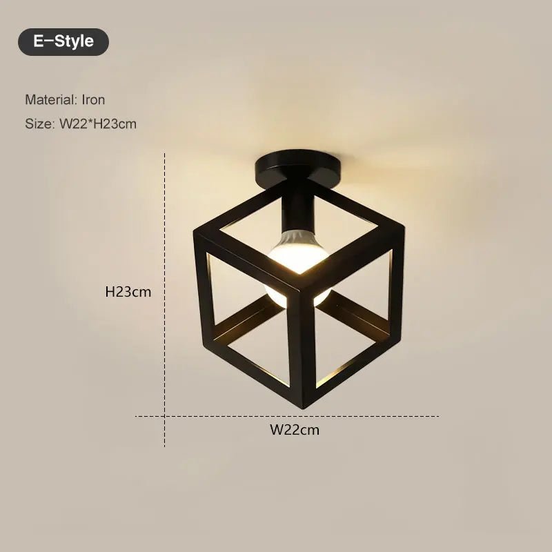 Vintage E27 Ceiling Lights Ceiling Lamps For Corridor Foyer Aisle Black Metal Indoor Cage Chandelier Lighting Fixures for Home - Julia M LifeStyles