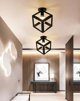 Vintage E27 Ceiling Lights Ceiling Lamps For Corridor Foyer Aisle Black Metal Indoor Cage Chandelier Lighting Fixures for Home - Julia M LifeStyles