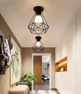 Vintage E27 Ceiling Lights Ceiling Lamps For Corridor Foyer Aisle Black Metal Indoor Cage Chandelier Lighting Fixures for Home - Julia M LifeStyles