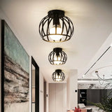 Vintage E27 Ceiling Lights Ceiling Lamps For Corridor Foyer Aisle Black Metal Indoor Cage Chandelier Lighting Fixures for Home - Julia M LifeStyles