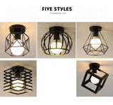 Vintage E27 Ceiling Lights Ceiling Lamps For Corridor Foyer Aisle Black Metal Indoor Cage Chandelier Lighting Fixures for Home - Julia M LifeStyles
