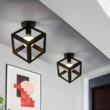 Vintage E27 Ceiling Lights Ceiling Lamps For Corridor Foyer Aisle Black Metal Indoor Cage Chandelier Lighting Fixures for Home - Julia M LifeStyles