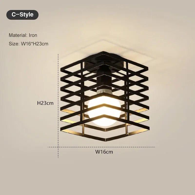 Vintage E27 Ceiling Lights Ceiling Lamps For Corridor Foyer Aisle Black Metal Indoor Cage Chandelier Lighting Fixures for Home - Julia M LifeStyles