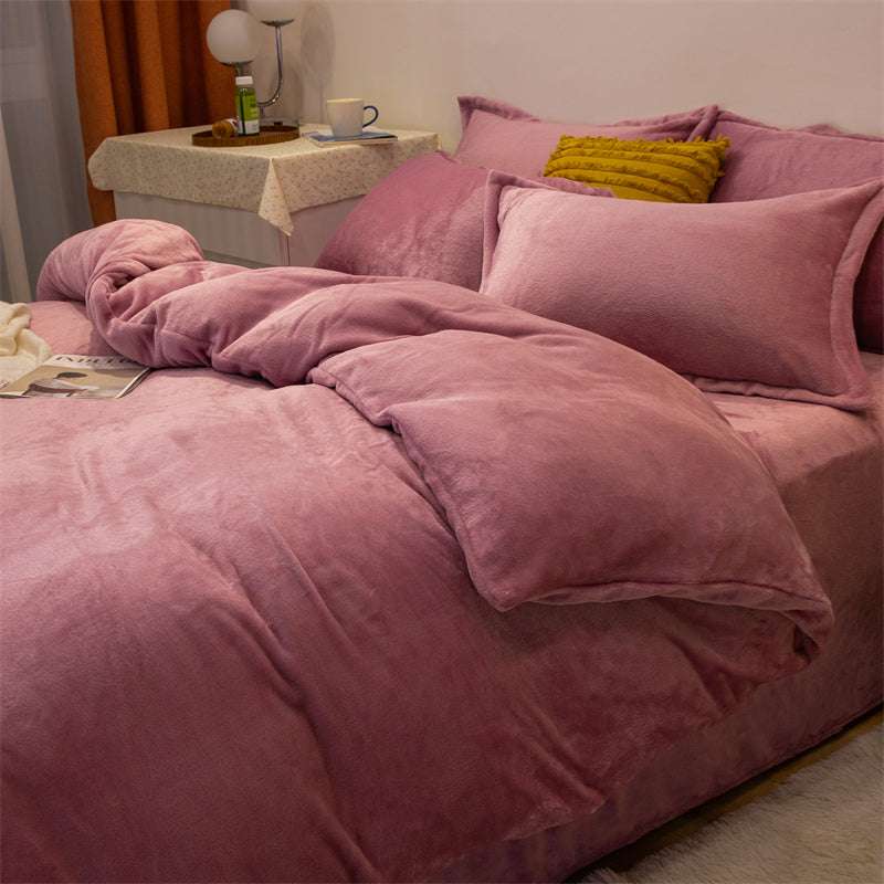Warm Yellow Plush Double-sided Fleece Quilt Cover - Julia M LifeStyles