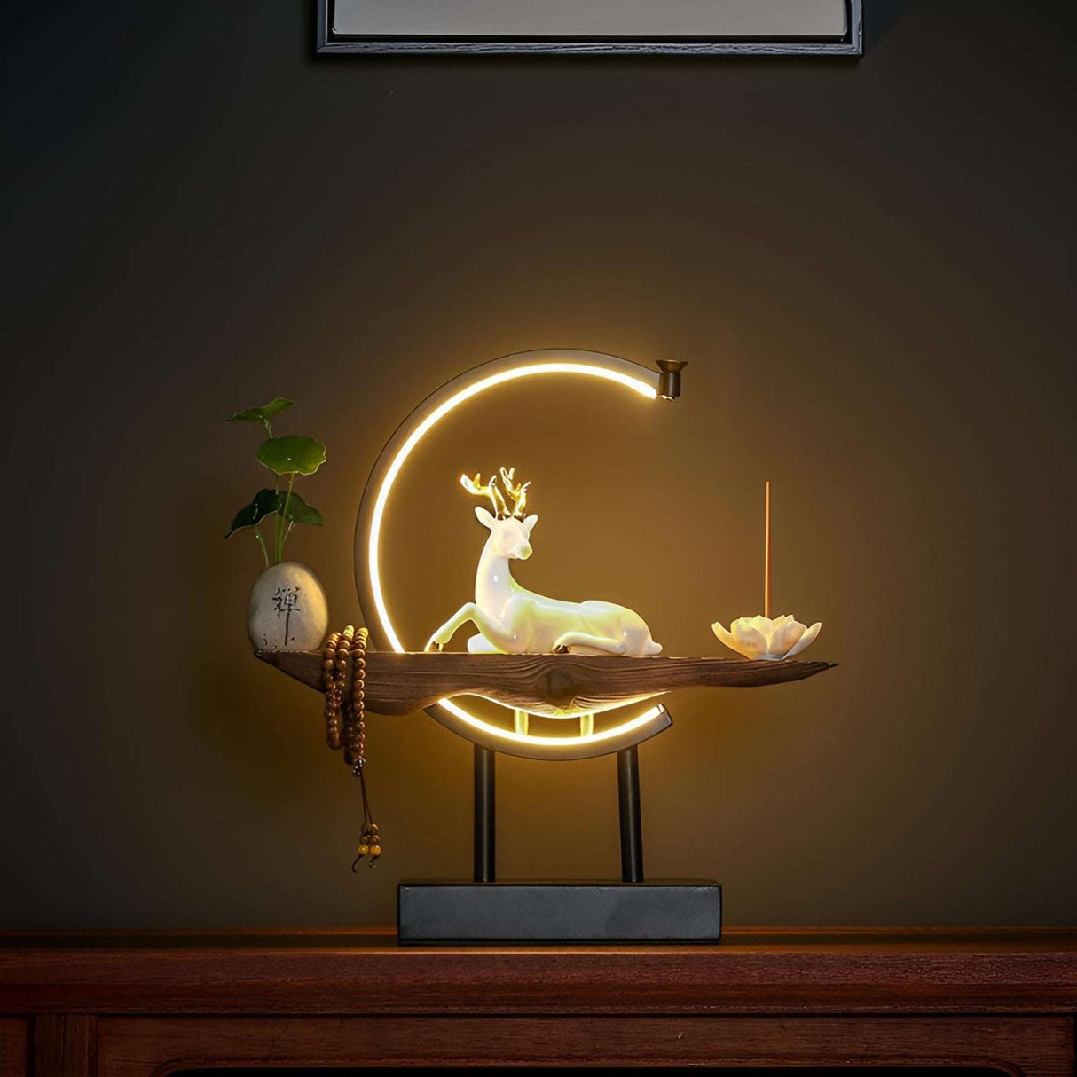 White Porcelain Deer USB Plug-In Light Ring - Julia M LifeStyles