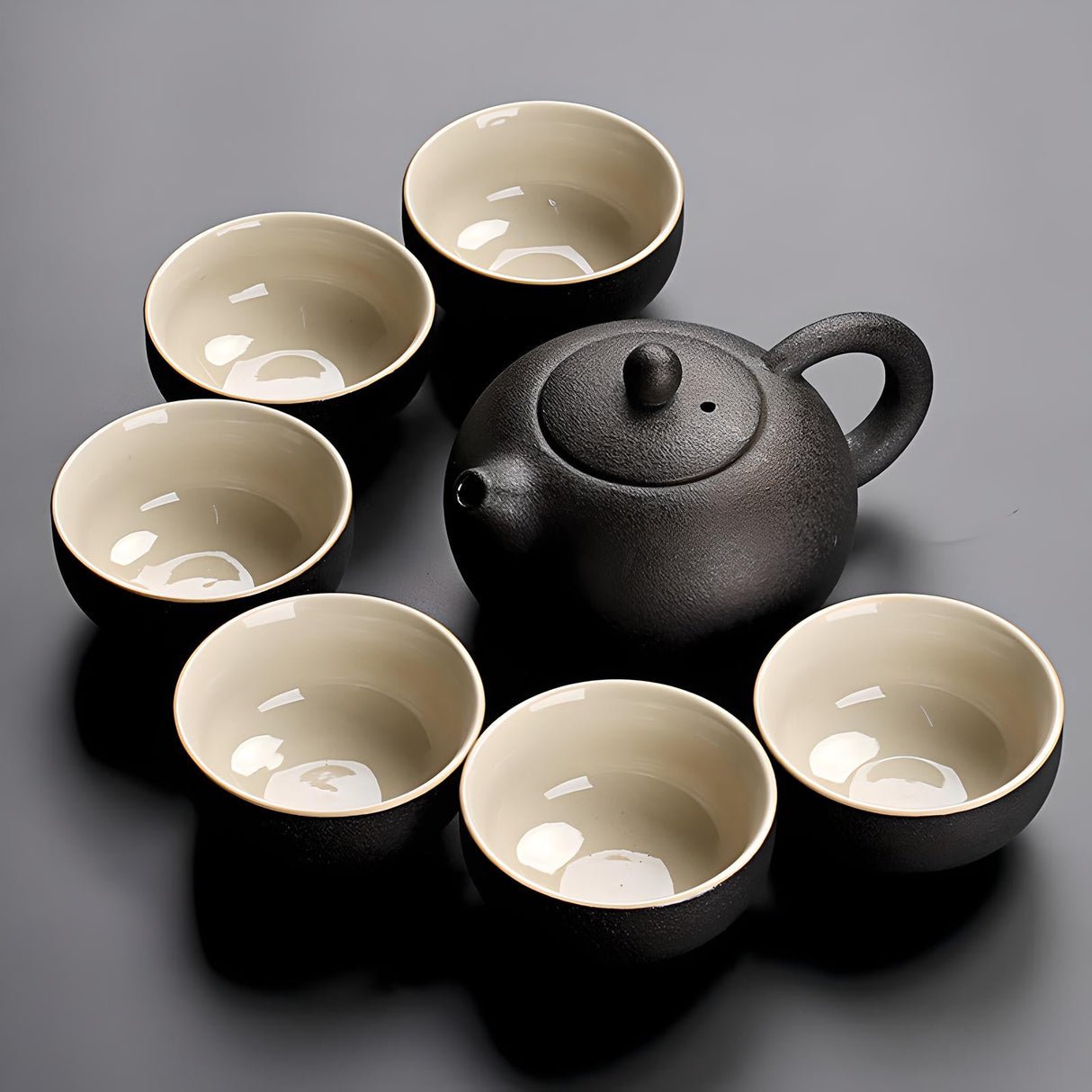 Zen Elegance Black Pottery Tea Set - 9 Pieces - Julia M LifeStyles